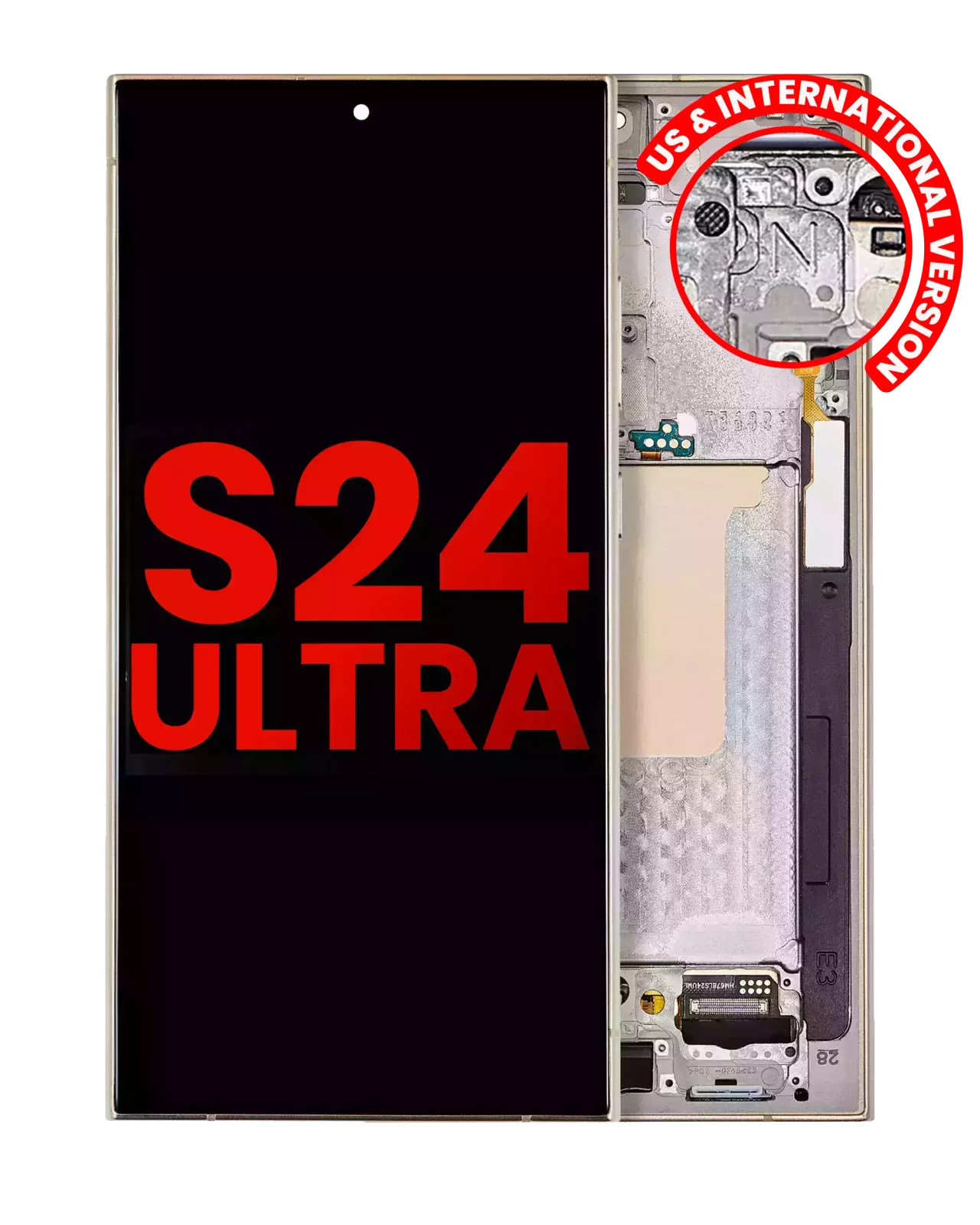 OLED Assembly With Frame For Samsung Galaxy S24 Ultra (US & International Version) (Aftermarket Plus) (Titanium Yellow)