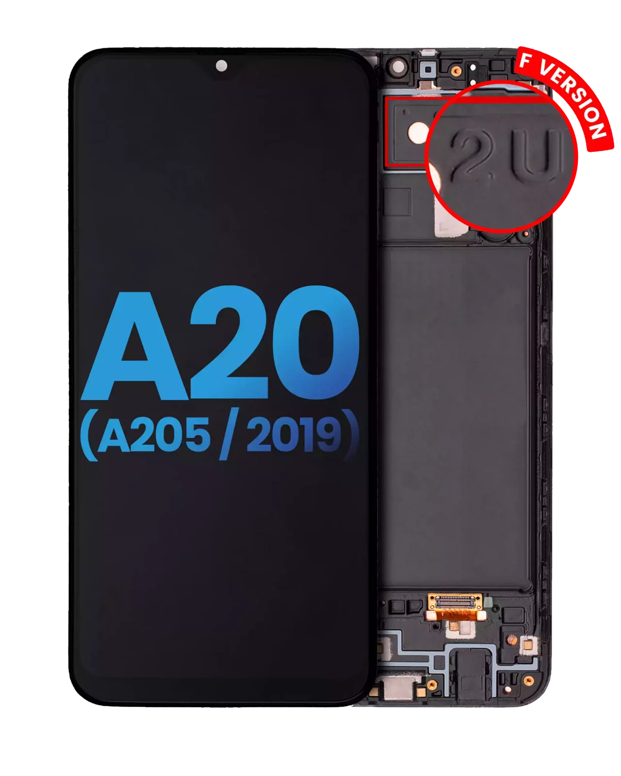 LCD Assembly With Frame For Samsung Galaxy A20 (A205 / 2019) (F Version) (Aftermarket: Incell) (All Colors)