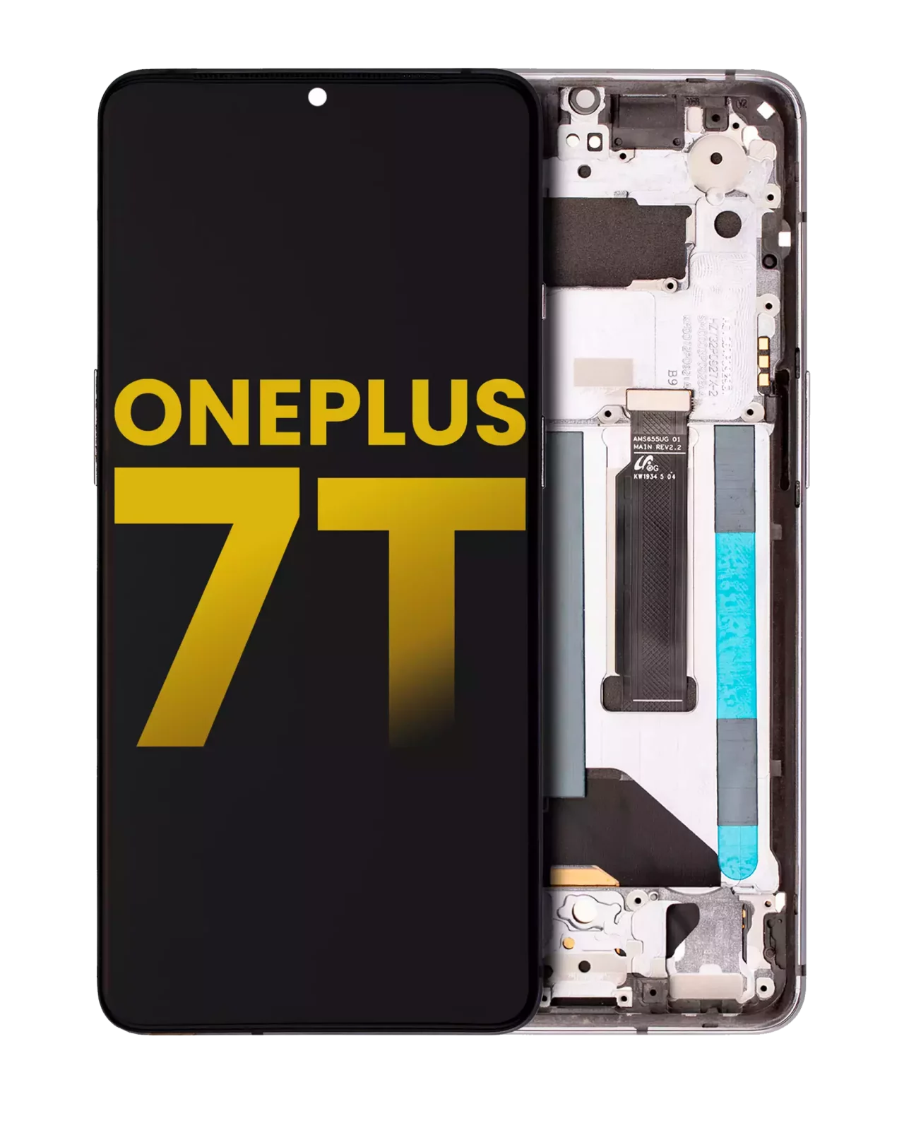 OLED Assembly With Frame For OnePlus 7T (Refurbished) (Frosted Silver)