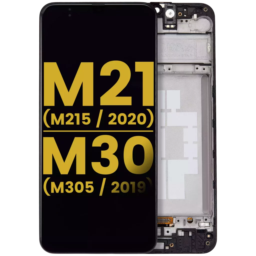 OLED Assembly With Frame For Samsung Galaxy M21 (M215 / 2020) / M30 (M305 / 2019) (Refurbished) (Black)