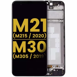 OLED Assembly With Frame For Samsung Galaxy M21 (M215 / 2020) / M30 (M305 / 2019) (Refurbished) (Black)
