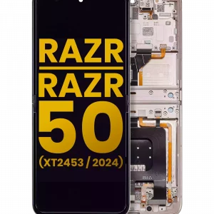 Main OLED Assembly With Frame For Motorola Razr 2024 / Razr 50 (XT2453 / 2024) (Refurbished) (Beach Sand)