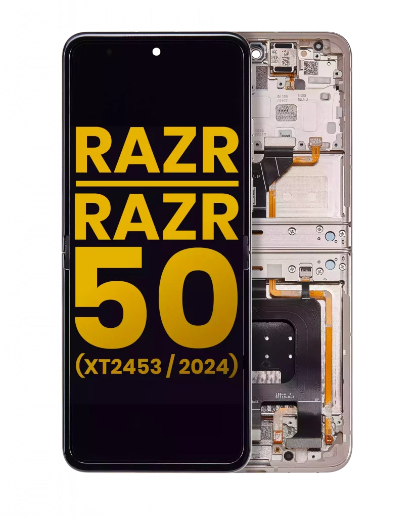 Main OLED Assembly With Frame For Motorola Razr 2024 / Razr 50 (XT2453 / 2024) (Refurbished) (Beach Sand)