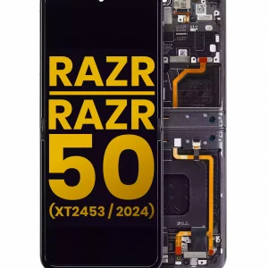 Main OLED Assembly With Frame For Motorola Razr 2024 / Razr 50 (XT2453 / 2024) (Refurbished) (Koala Grey)