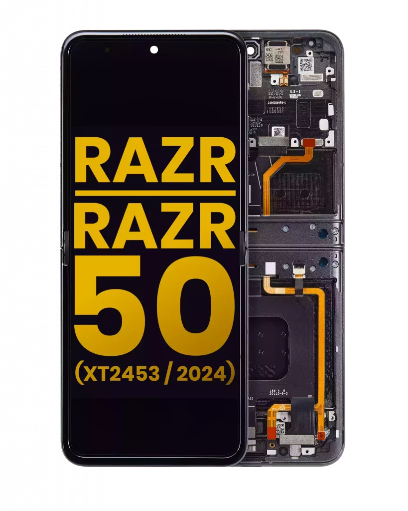 Main OLED Assembly With Frame For Motorola Razr 2024 / Razr 50 (XT2453 / 2024) (Refurbished) (Koala Grey)