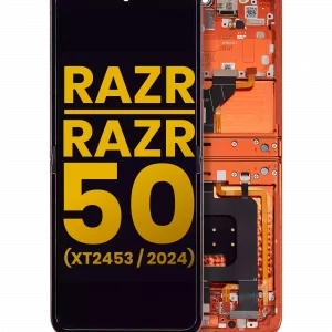 Main OLED Assembly With Frame For Motorola Razr 2024 / Razr 50 (XT2453 / 2024) (Refurbished) (Spritz Orange)