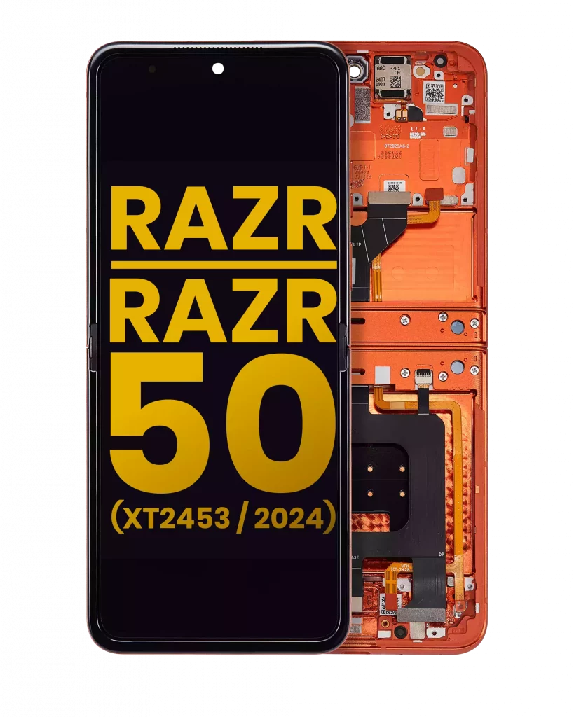 Main OLED Assembly With Frame For Motorola Razr 2024 / Razr 50 (XT2453 / 2024) (Refurbished) (Spritz Orange)