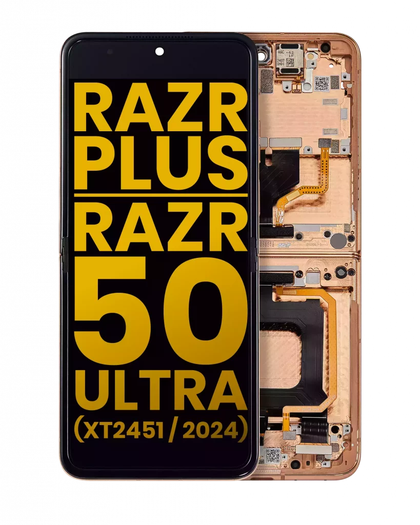 Inner OLED Assembly With Frame For Motorola Razr Plus 2024 / Razr 50 Ultra (XT2451 / 2024) / Razr Plus 2025 (XT2557) (Refurbished) (Peach Fuzz)