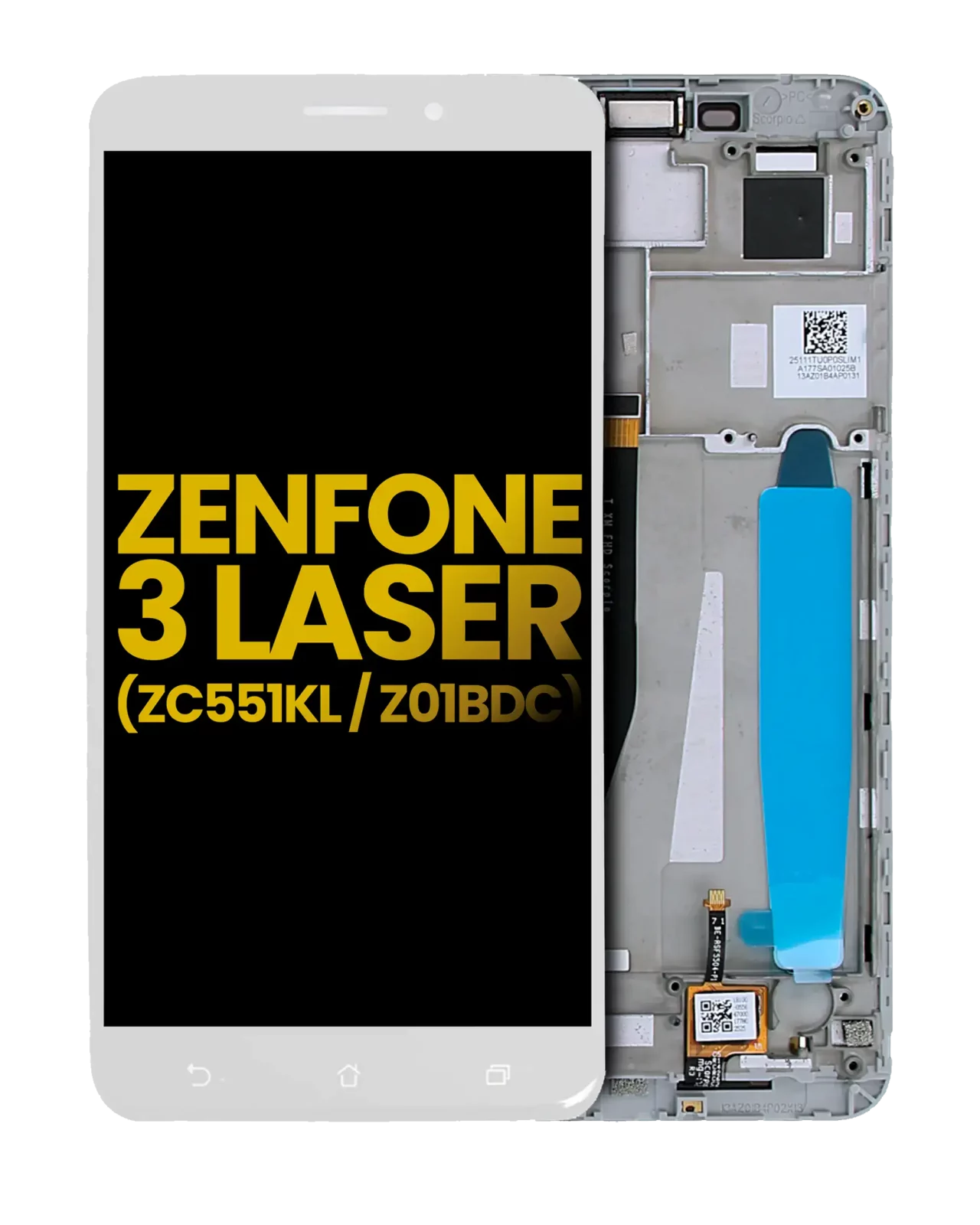 LCD Assembly With Frame For Asus ZenFone 3 Laser (ZC551KL / 2016) (Refurbished) (White)
