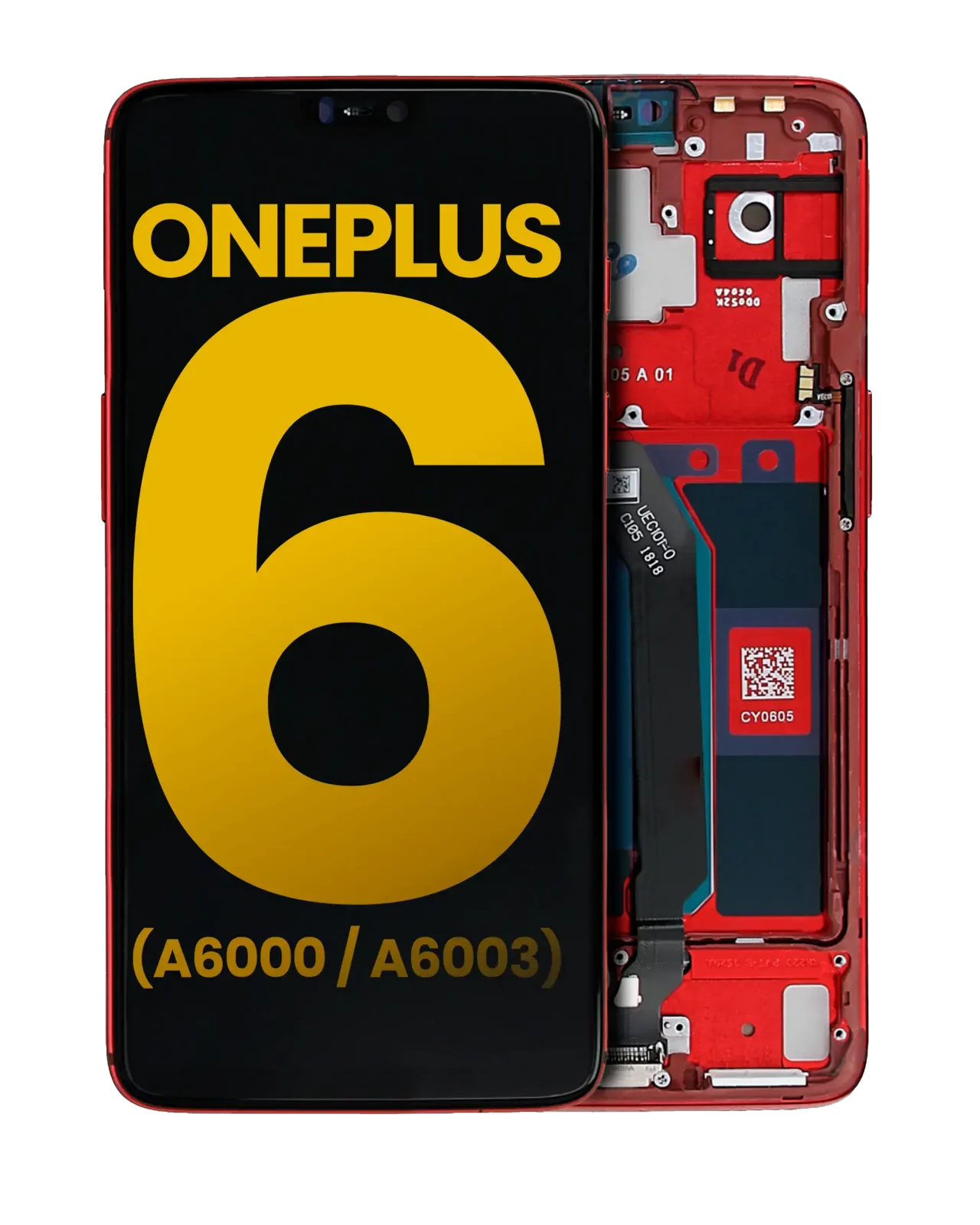 OLED Assembly With Frame For OnePlus 6 (A6000 / A6003) (Refurbished) (Amber Red)