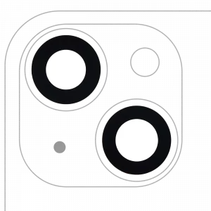 Back Camera Lens (Glass Only) With Adhesive For iPhone 14 / 14 Plus / 15 / 15 Plus (2 Piece Set) (Aftermarket Plus) (10 Pack)