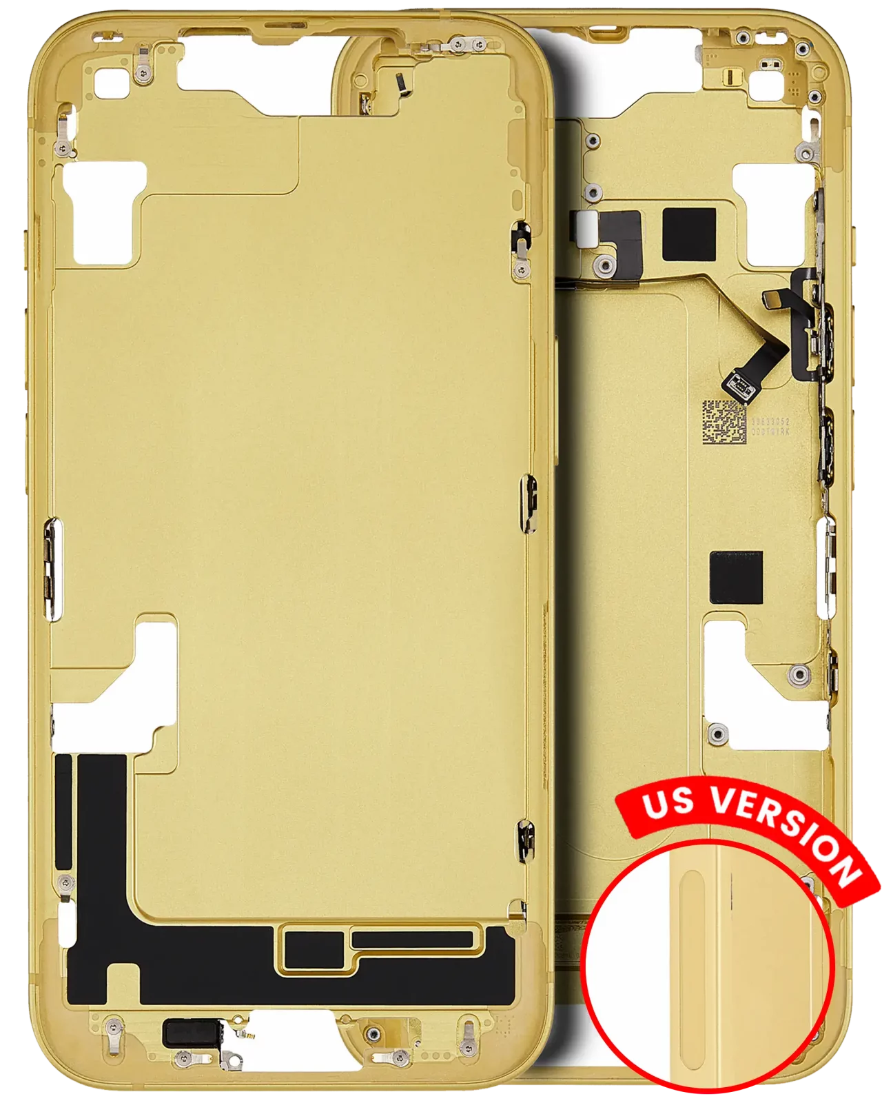 Mid-Frame Housing W/ Small Parts For iPhone 14 (US Version) (Used OEM Pull: Grade C) (Yellow)