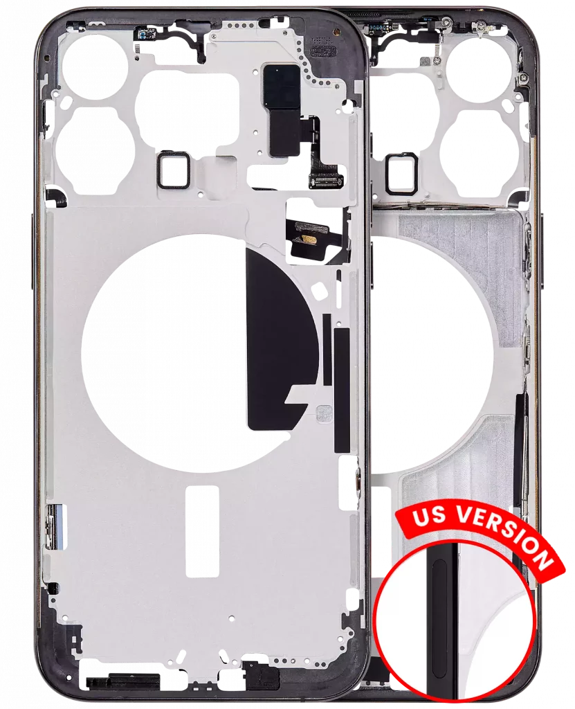 Mid-Frame Housing W/ Small Parts For iPhone 15 Pro Max (US Version) (Aftermarket Plus) (Black Titanium)