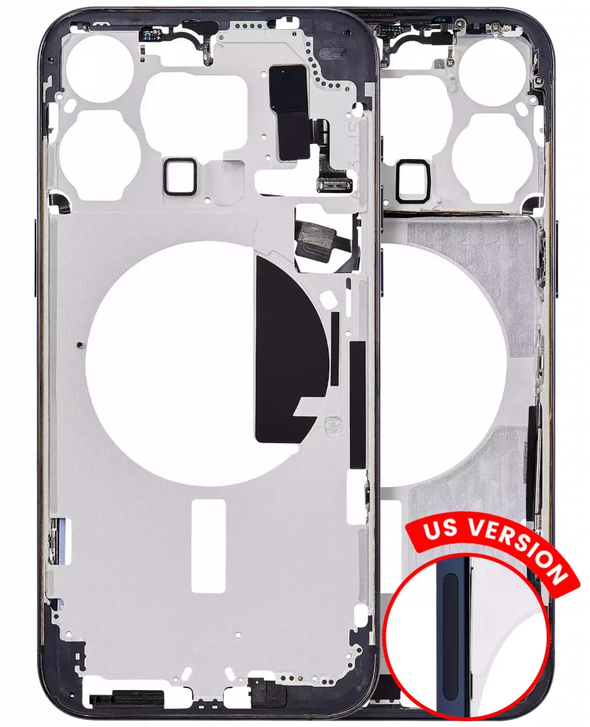 Mid-Frame Housing W/ Small Parts For iPhone 15 Pro Max (US Version) (Aftermarket Plus) (Blue Titanium)