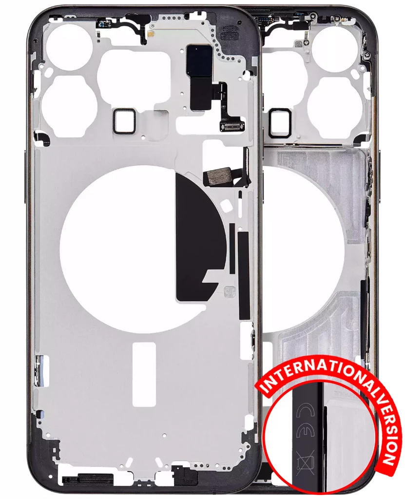 Mid-Frame Housing W/ Small Parts For iPhone 15 Pro Max (EU / Global Version) (Aftermarket Plus) (Black Titanium)