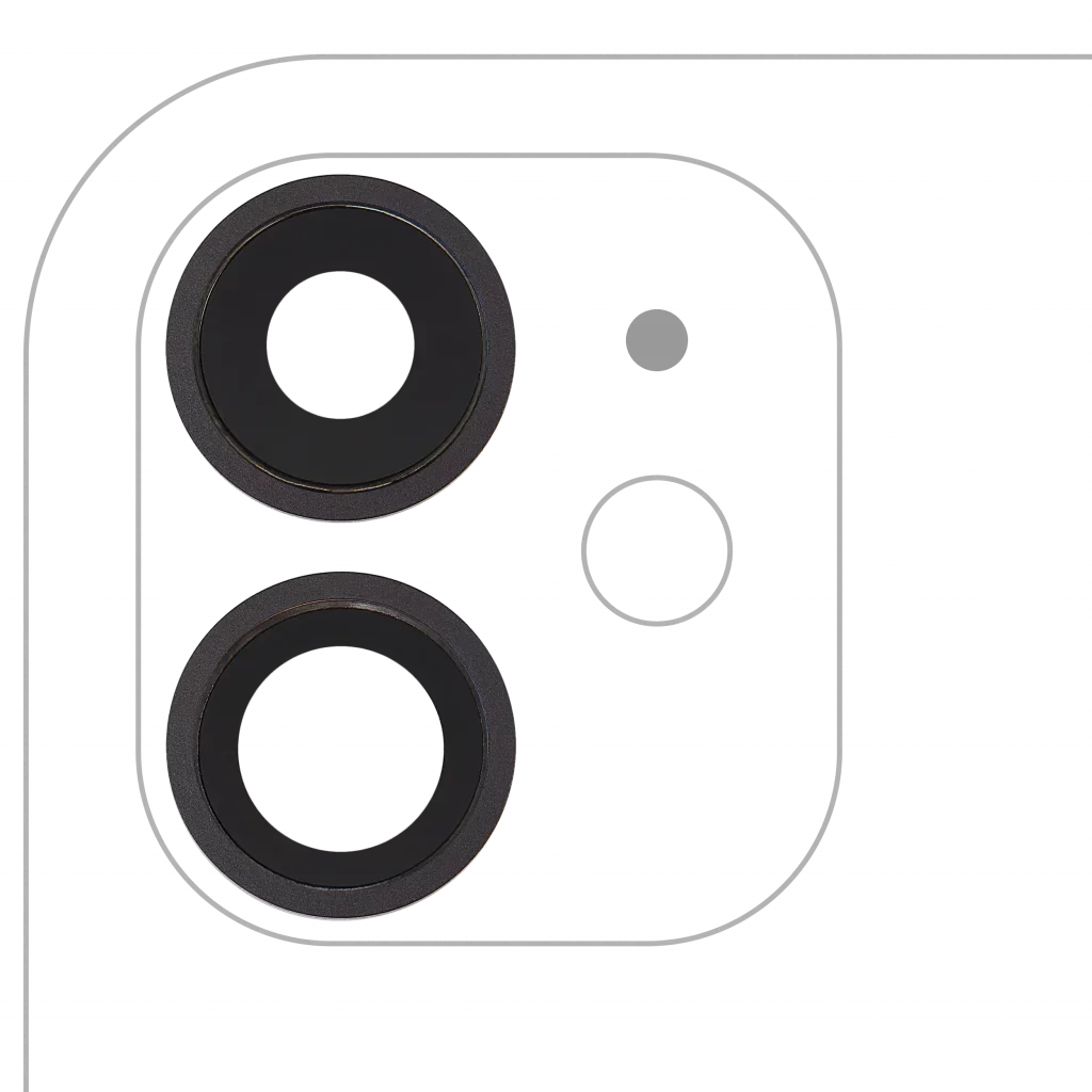 Back Camera Lens With Bracket & Bezel For iPhone 11 ( 2 Piece Set) (Real Sapphire) (Premium) (Black)