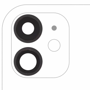 Back Camera Lens With Bracket & Bezel For iPhone 11 ( 2 Piece) (Real Sapphire / Premium) (Black)