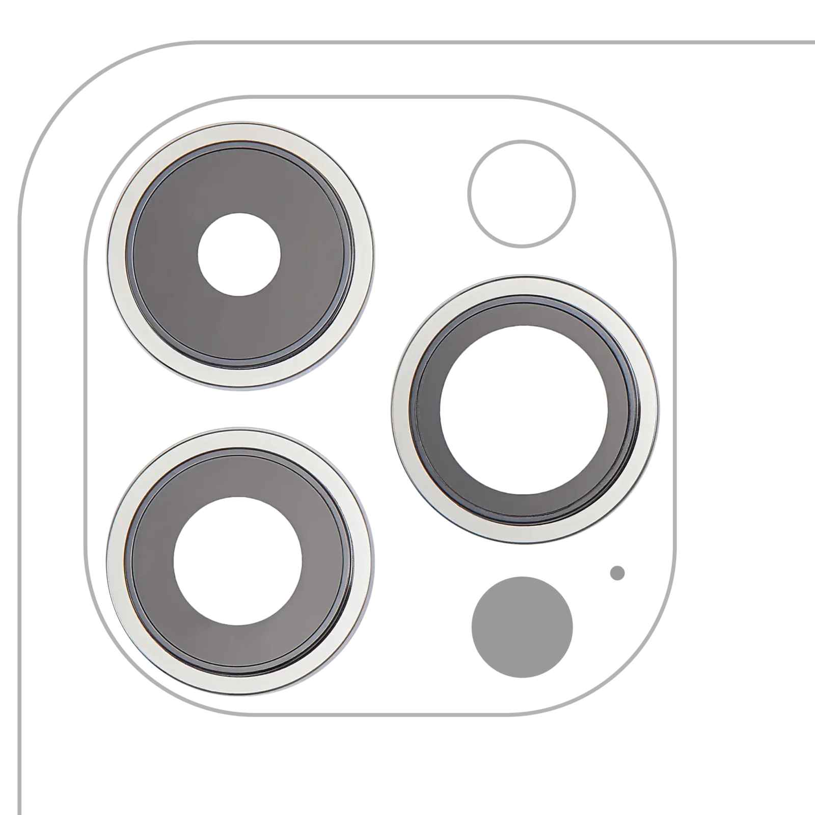 Back Camera Lens With Bracket & Bezel For iPhone 14 Pro / 14 Pro Max (Silver) (3 Piece Set) (Premium)