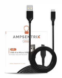 Micro USB To USB Type A Cable (AmpSentrix) (Infinity) (Black)
