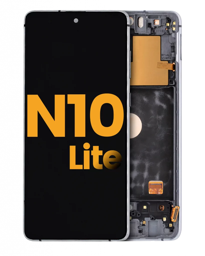OLED Assembly With Frame For Samsung Galaxy Note 10 Lite (Refurbished) (Aura Glow / Silver)
