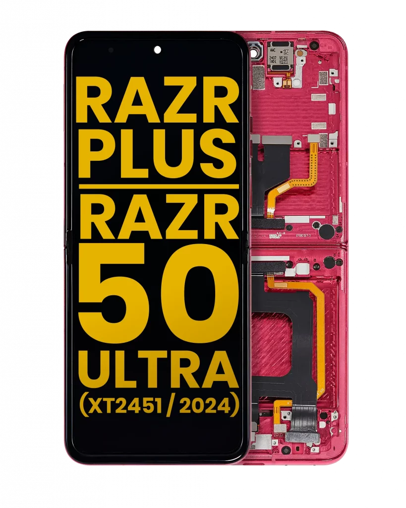 Inner OLED Assembly With Frame For Motorola Razr Plus 2024 / Razr 50 Ultra (XT2451 / 2024) / Razr Plus 2025 (XT2557) (Refurbished) (Hot Pink)