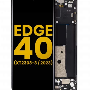 OLED Assembly With Frame For Motorola Moto Edge 40 (XT2303-3 / 2023) (Refurbished) (Eclipse Black)