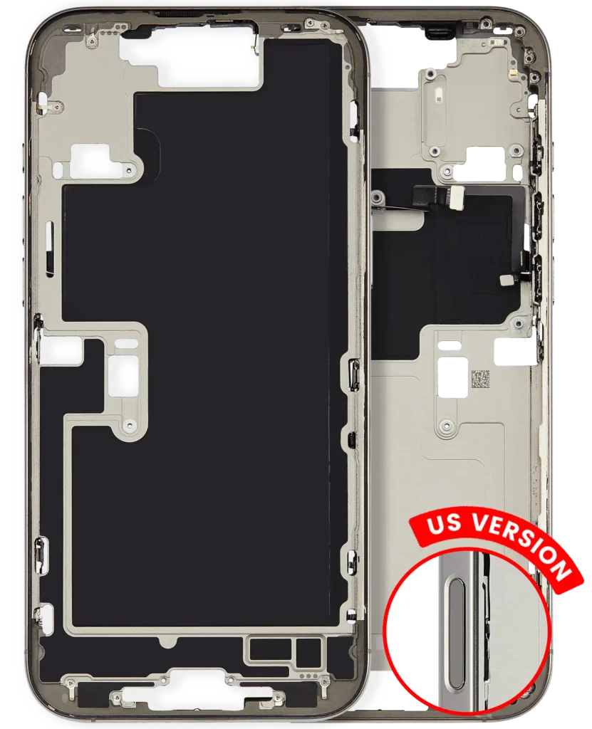 Mid-Frame Housing W/ Small Parts For iPhone 16 Pro Max (US Version) (Used OEM Pull: Grade A) (Natural Titanium)