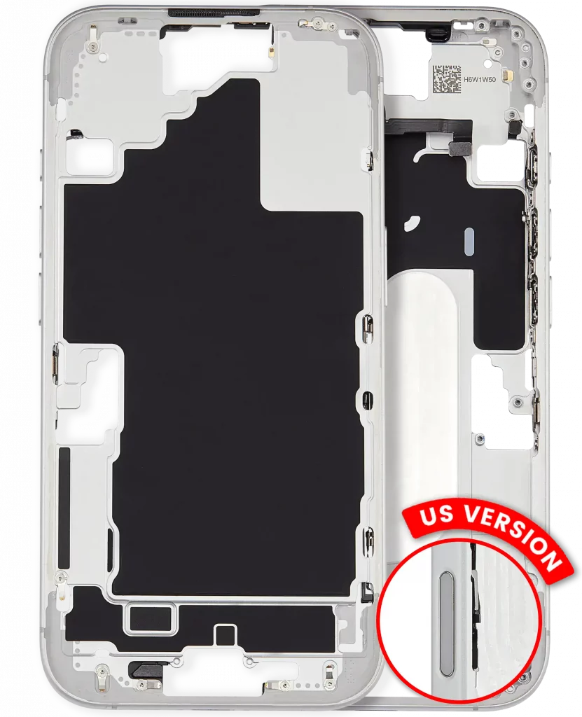 Mid-Frame Housing W/ Small Parts For iPhone 16 (US Version) (Used OEM Pull: Grade A) (White)