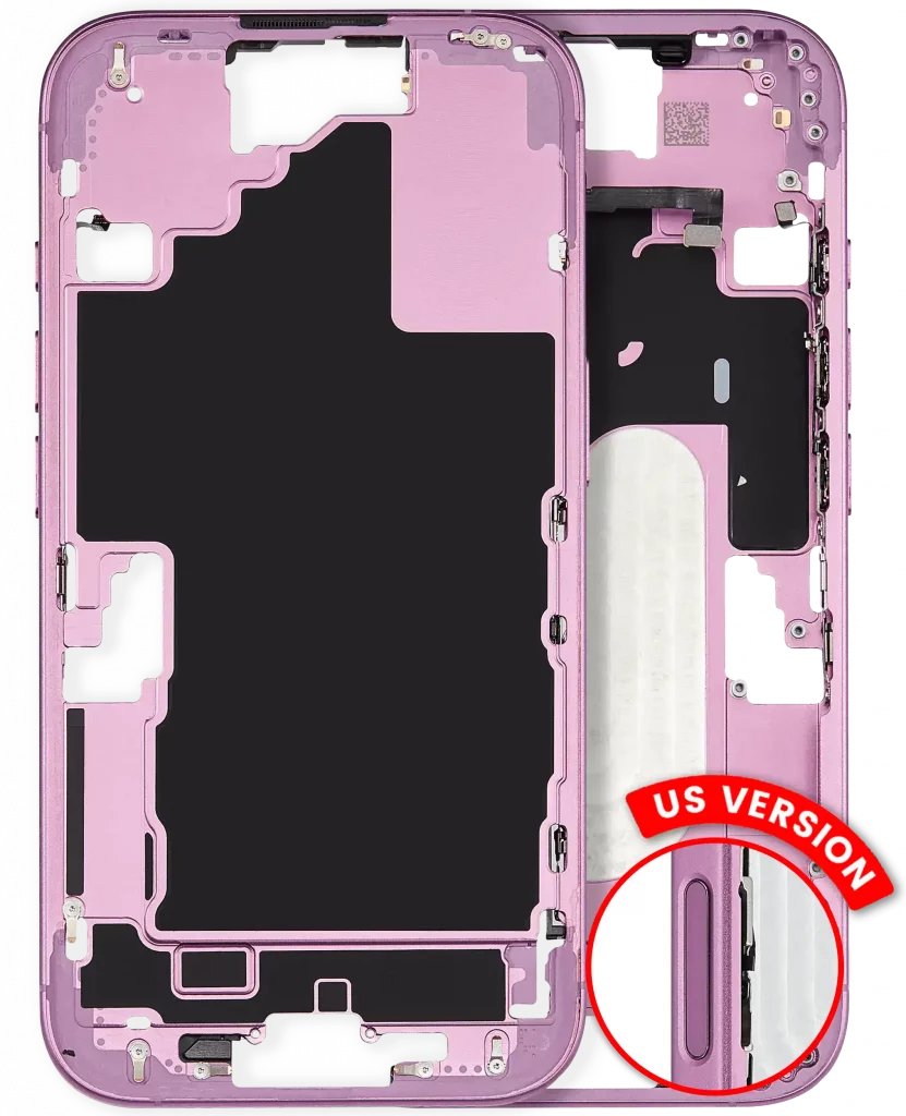 Mid-Frame Housing W/ Small Parts For iPhone 16 (US Version) (Used OEM Pull: Grade A) (Pink)