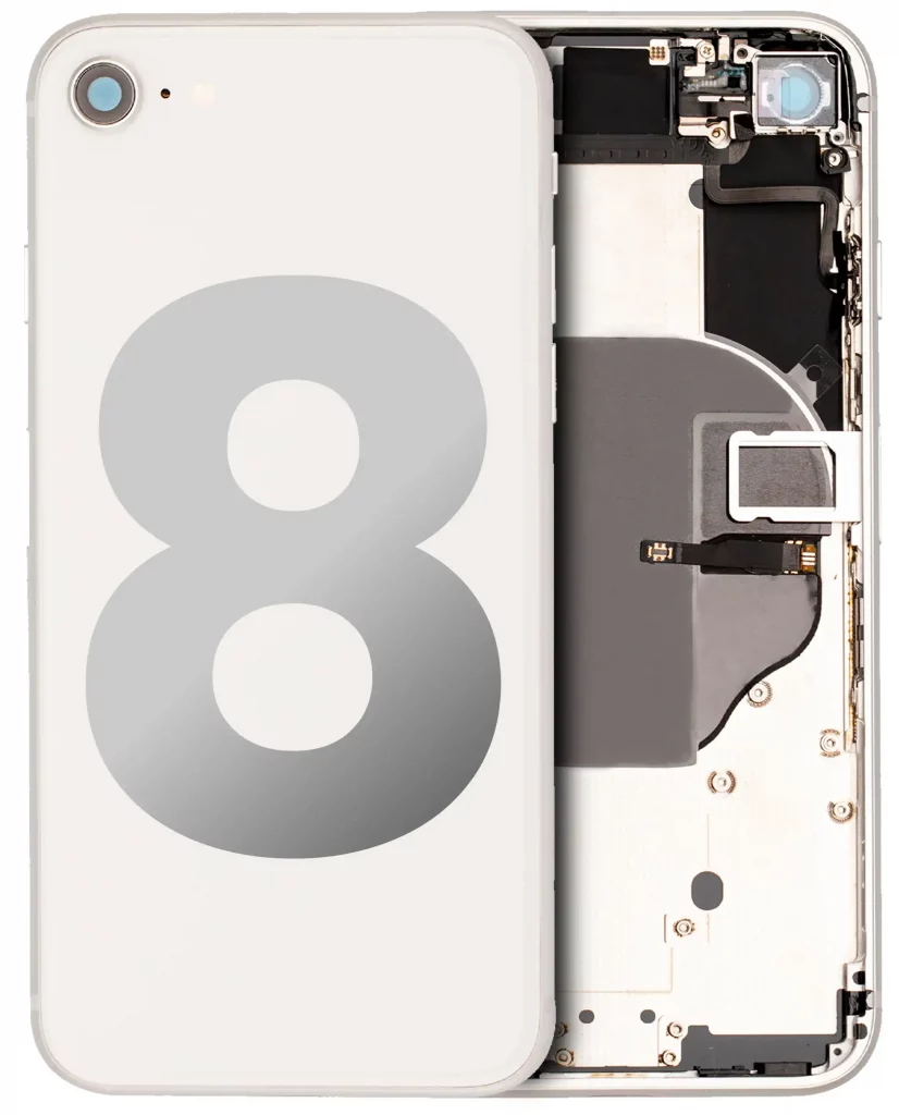 Back Housing W/ Small Components Pre-Installed For iPhone 8 (Used OEM Pull: Grade A) (Silver)