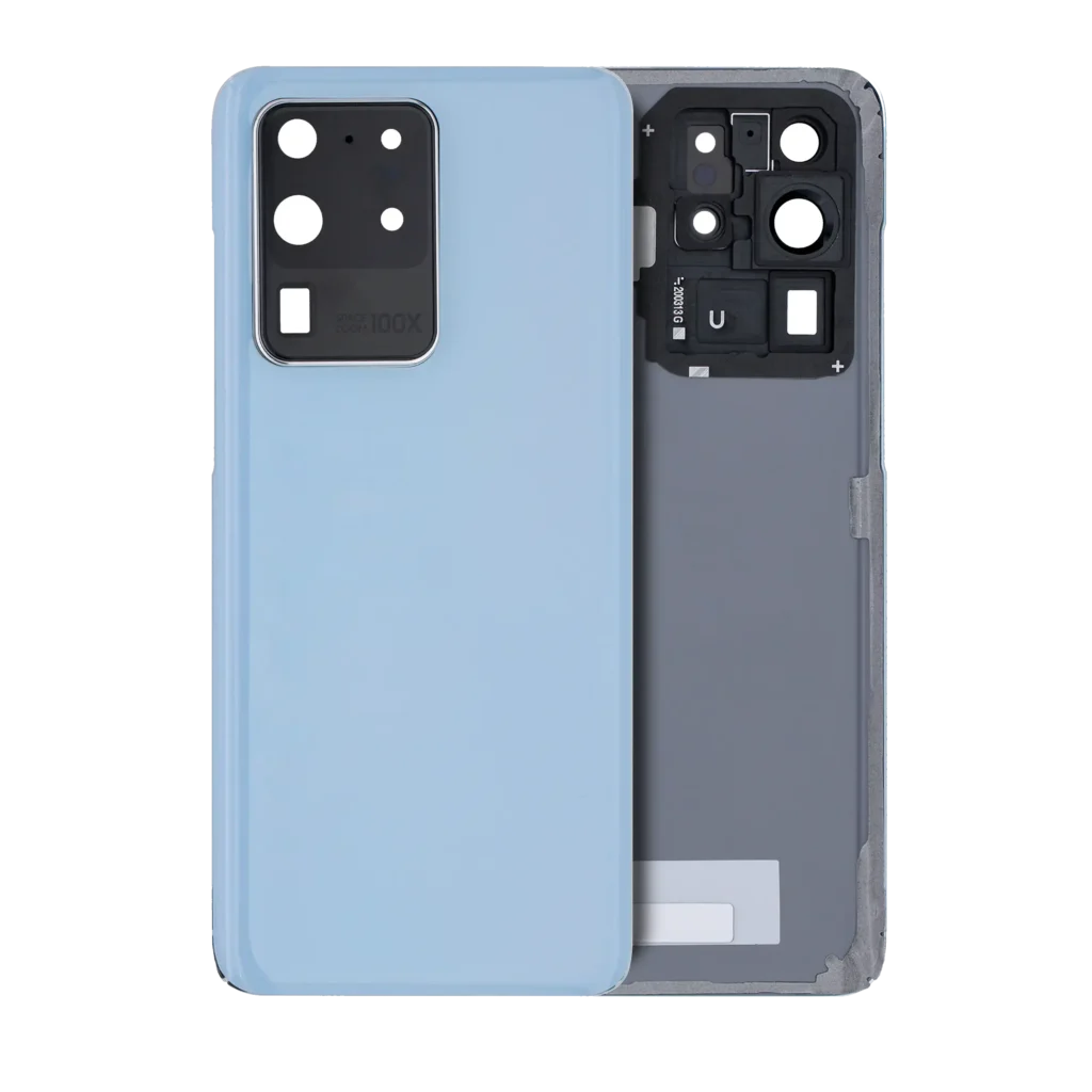 Back Cover Glass With Camera Lens For Samsung Galaxy S20 Ultra 5G (No Logo) (Aftermarket Plus) (Cloud Blue)