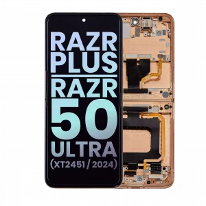 Inner OLED Assembly With Frame For Motorola Razr Plus 2024 / Razr 50 Ultra (XT2451 / 2024) / Razr Plus 2025 (XT2557) (Genuine OEM) (Peach Fuzz)