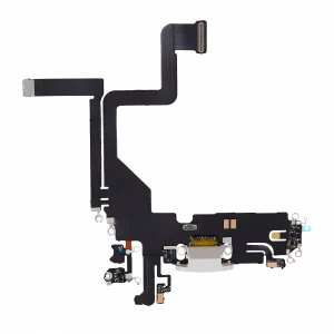Charging Port Flex Cable For iPhone 14 Pro (Used OEM Pull) (Silver)