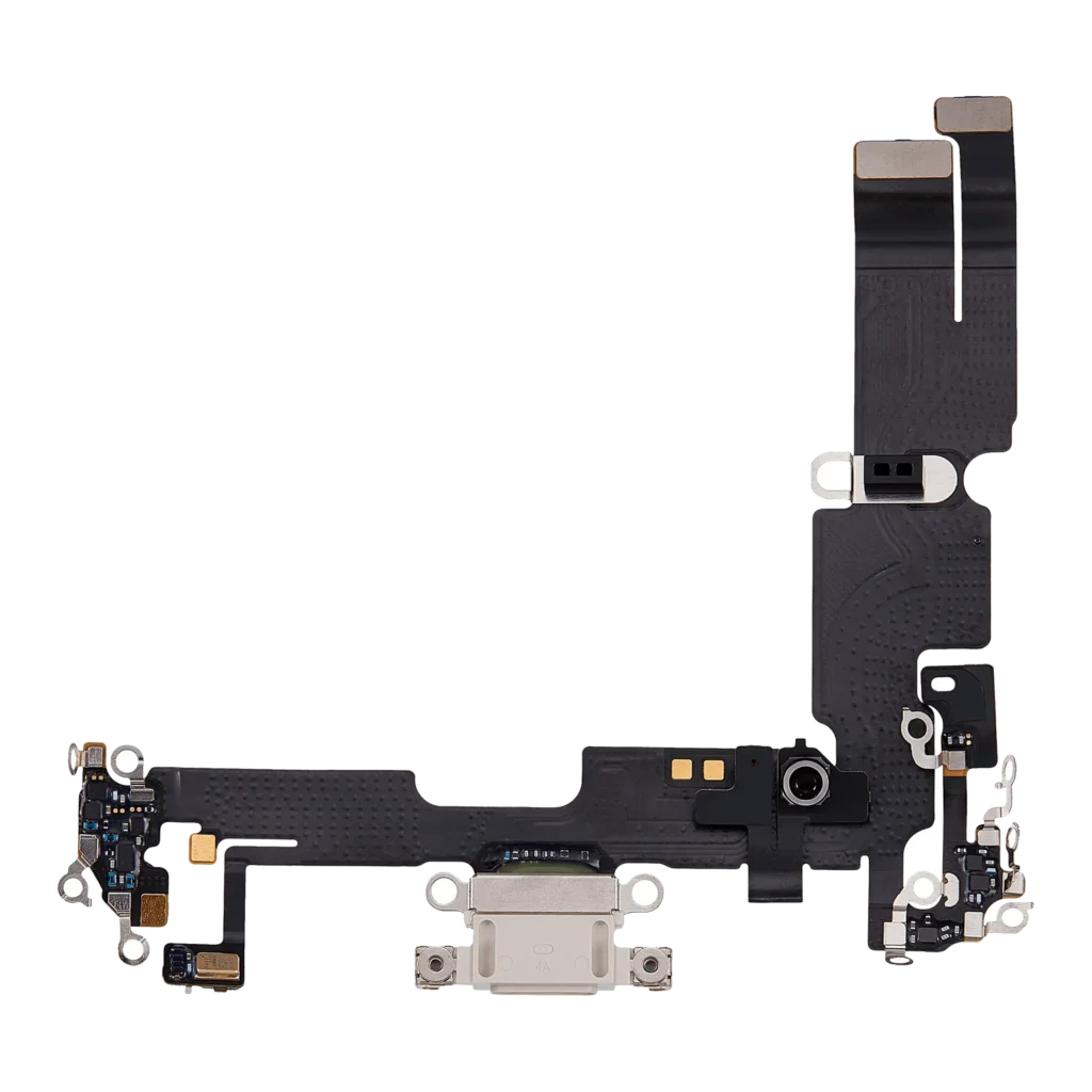 Charging Port Flex Cable For iPhone 14 Plus (Used OEM Pull) (Starlight)
