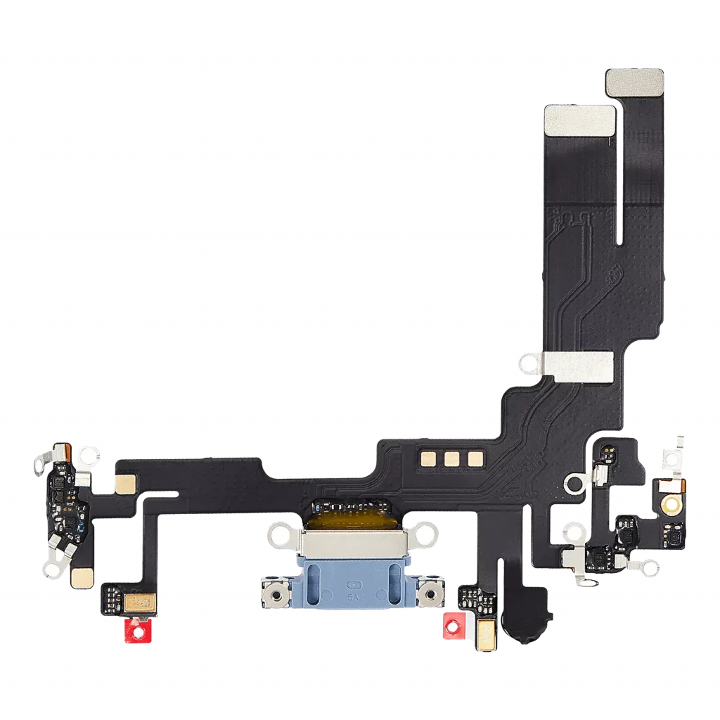 Charging Port Flex Cable For iPhone 14 (Used OEM Pull) (Blue)