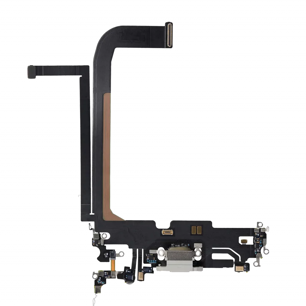 Charging Port Flex Cable For iPhone 13 Pro Max (Used OEM Pull) (Silver)
