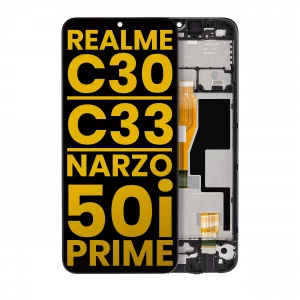 LCD Assembly With Frame For Realme C30 / C33 / Narzo 50i Prime (Refurbished) (All Colors)