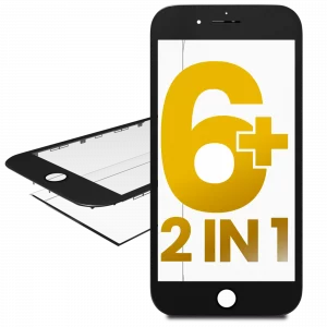 2 in 1 (Front Glass + Frame Pre-Installed) For iPhone 6 Plus (2 Pack) (Black)