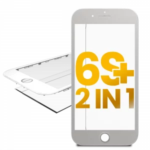 2 in 1 (Front Glass + Frame Pre-Installed) For iPhone 6S Plus (White) (2 Pack)