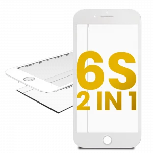 2 in 1 (Front Glass + Frame Pre-Installed) For iPhone 6S (2 Pack) (White)