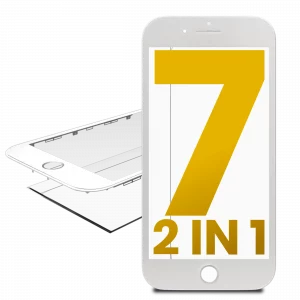 2 in 1 (Front Glass + Frame Pre-Installed) For iPhone 7 (2 Pack) (White)