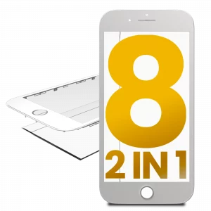 2 in 1 (Front Glass + Frame) For iPhone 8 (2 Pack) (White)