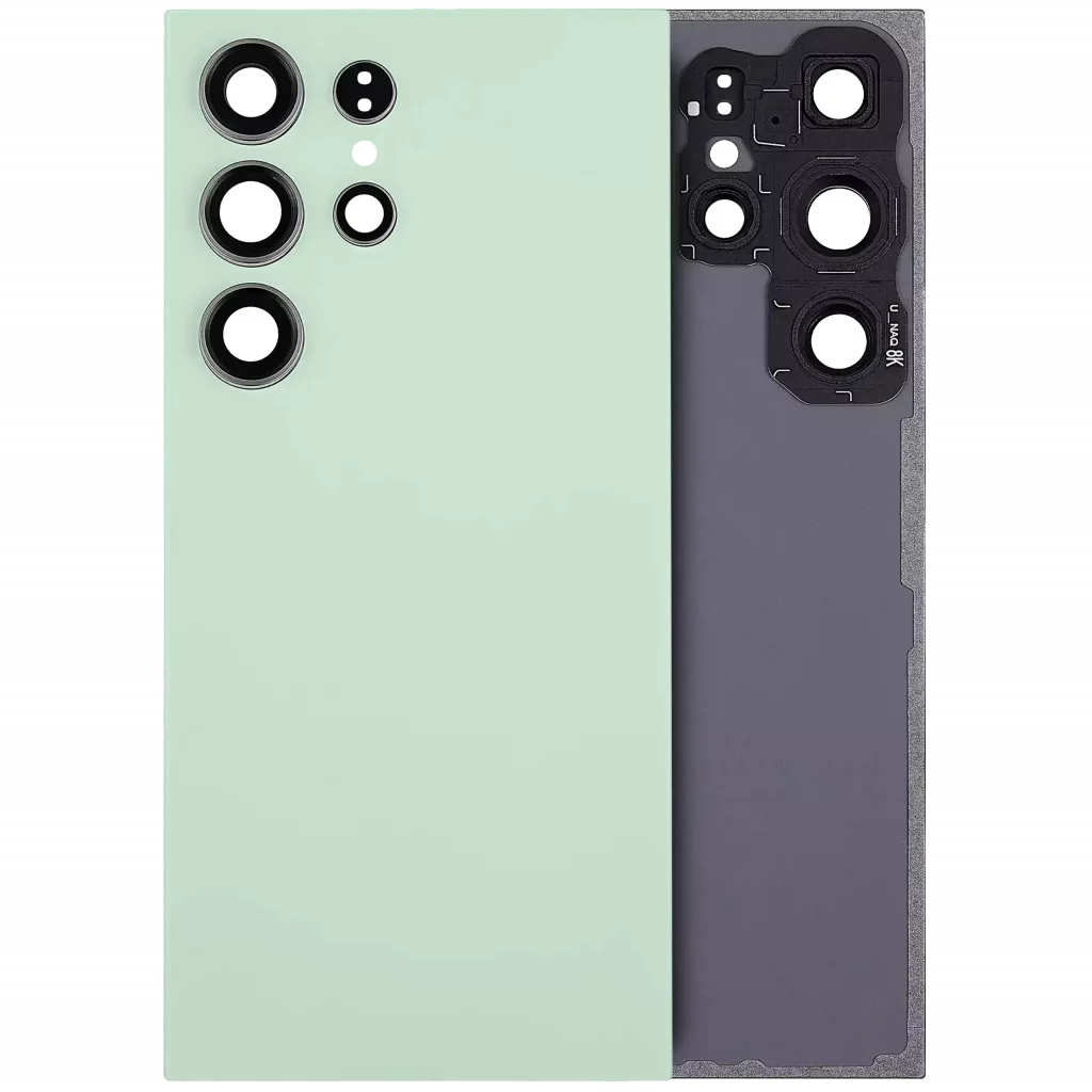 Back Cover Glass With Camera Lens For Samsung Galaxy S24 Ultra 5G (No Logo) (Aftermarket Plus) (Titanium Green)