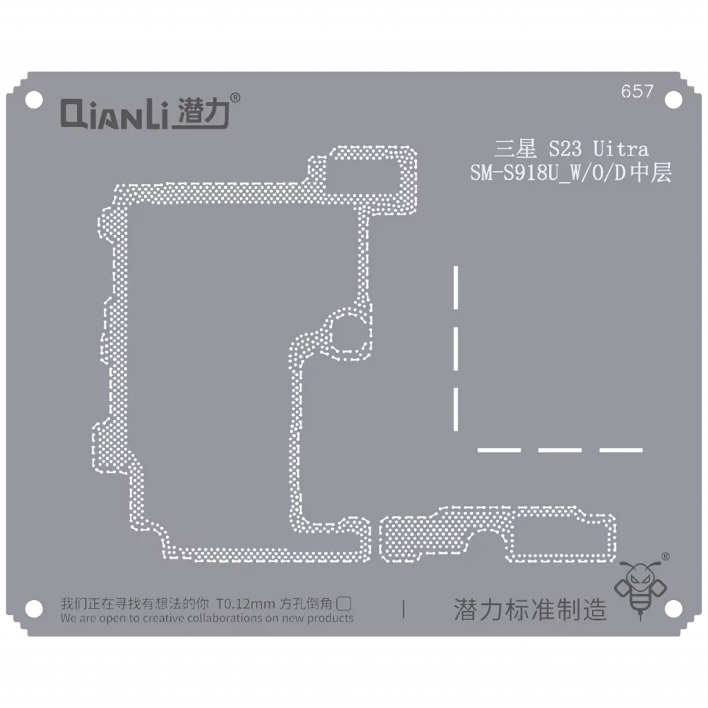 Bumblebee Stencil (QS657) For Samsung S23 Ultra SM-S918U_W/O/D Middle Frame (Qianli)