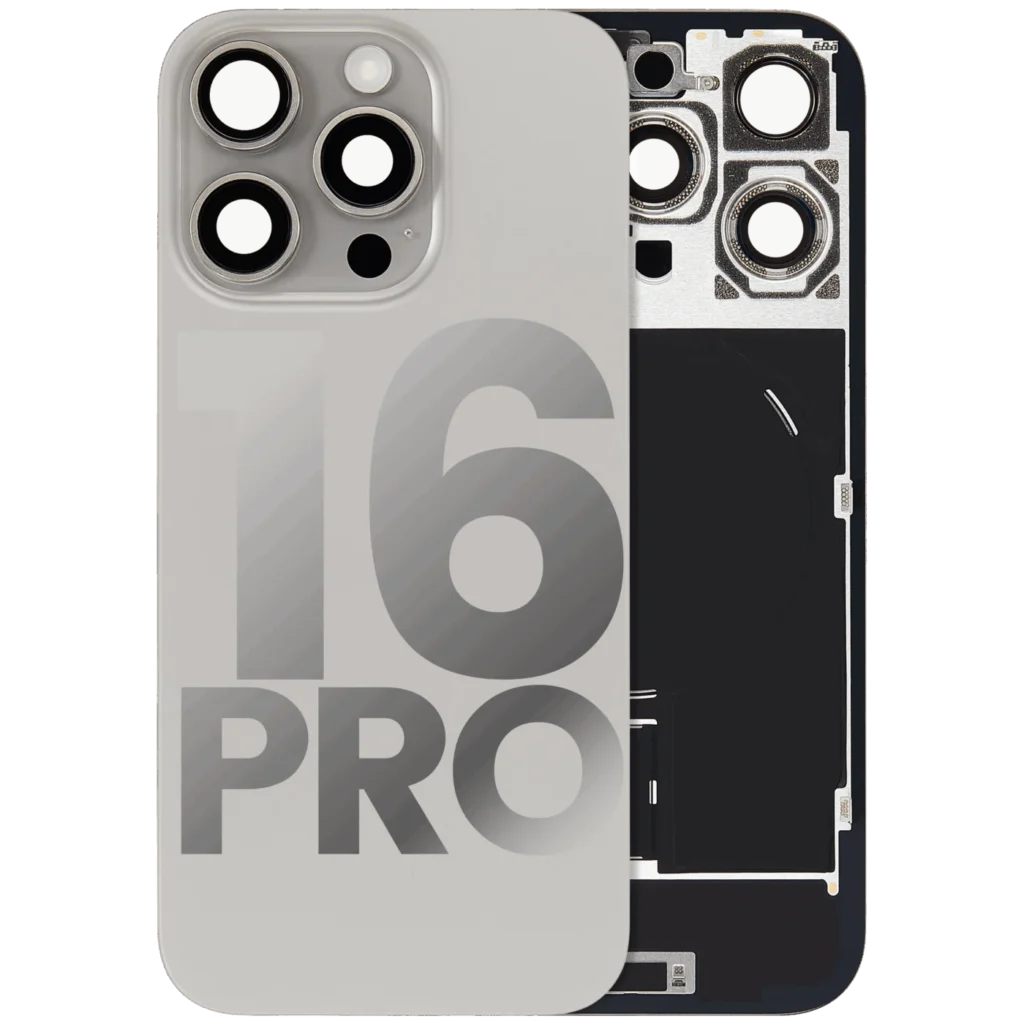 Back Glass w/ MagSafe Magnet & NFC & Flashlight Flex For iPhone 16 Pro (Used OEM Pull: Grade B) (Natural Titanium)