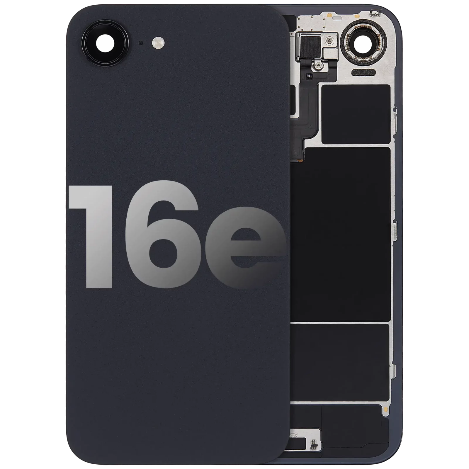 Back Glass w/ MagSafe Magnet & NFC & Flashlight Flex For iPhone 16e (Used OEM Pull: Grade A) (Black)