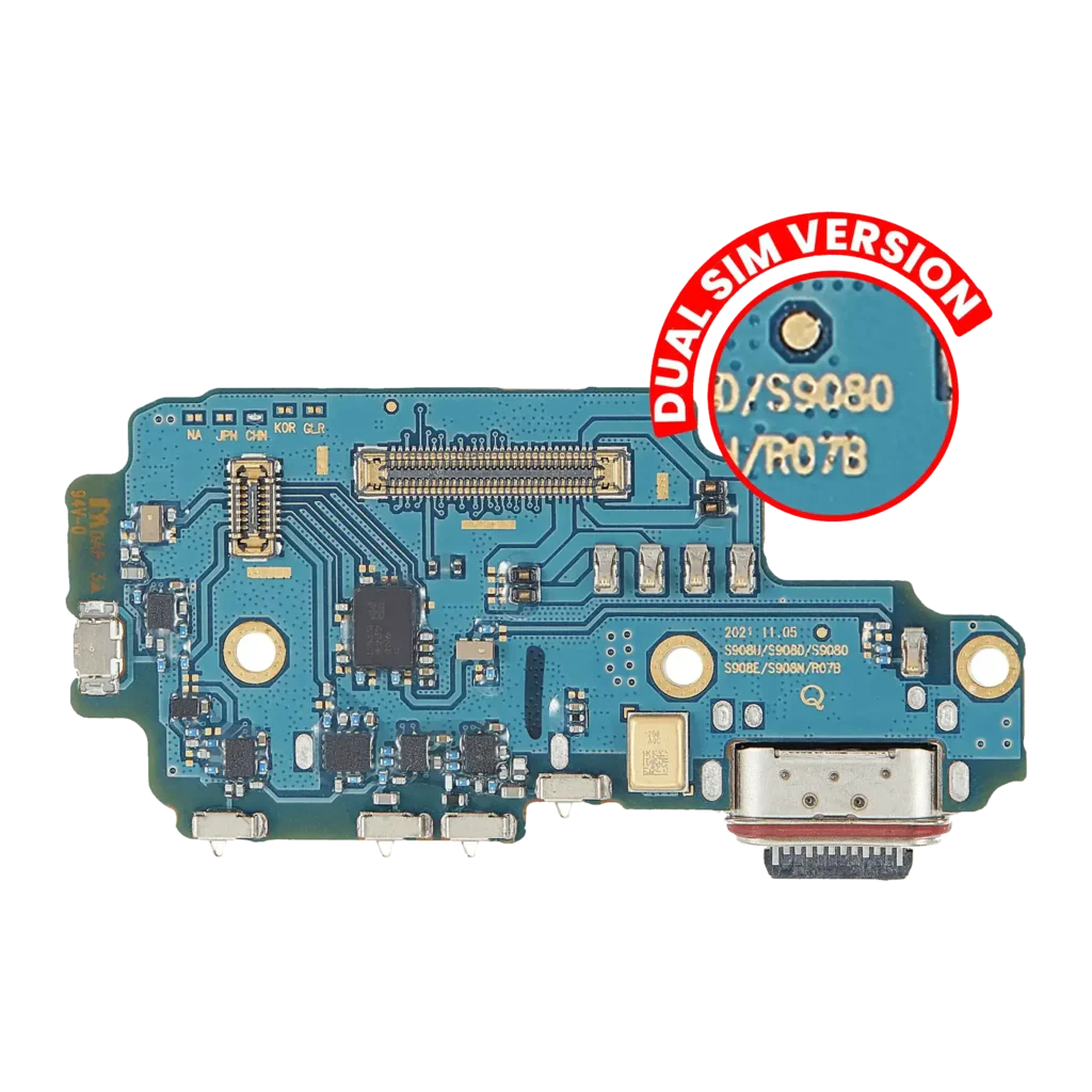Charging Port Board With Sim Card Reader For Samsung Galaxy S22 Ultra 5G (S9080) (Dual Sim Version) (Premium)