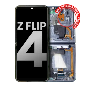 Inner OLED Assembly With Frame For Samsung Galaxy Z Flip 4 5G (US & International) (Used OEM Pull: Grade B/C) (Blue)