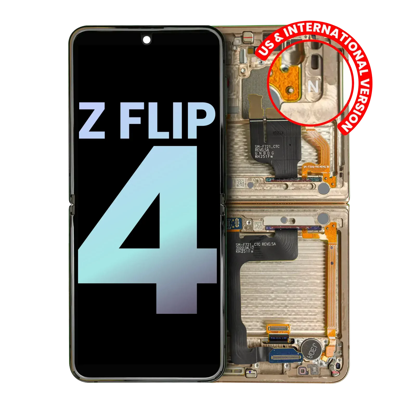 Inner OLED Assembly With Frame For Samsung Galaxy Z Flip 4 5G (US & International) (Service Pack) (Yellow)