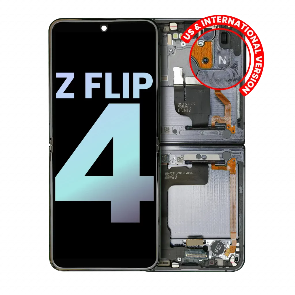 Inner OLED Assembly With Frame For Samsung Galaxy Z Flip 4 5G (US & International) (Service Pack) (Graphite)